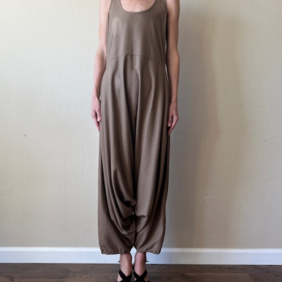 Electric Feathers brown raw silk jumpsuit